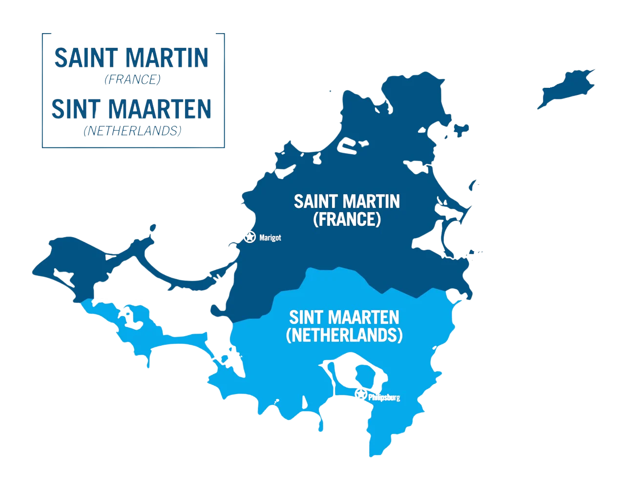 Carte de Saint-Martin - Partie française et hollandaise